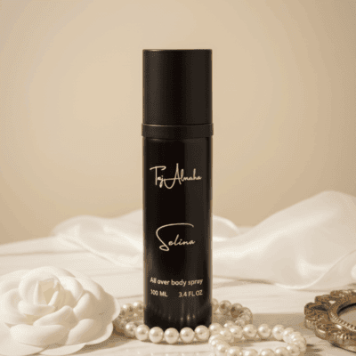 Elegant all-over body spray by Taj Al Maha with personalized branding and luxurious packaging.